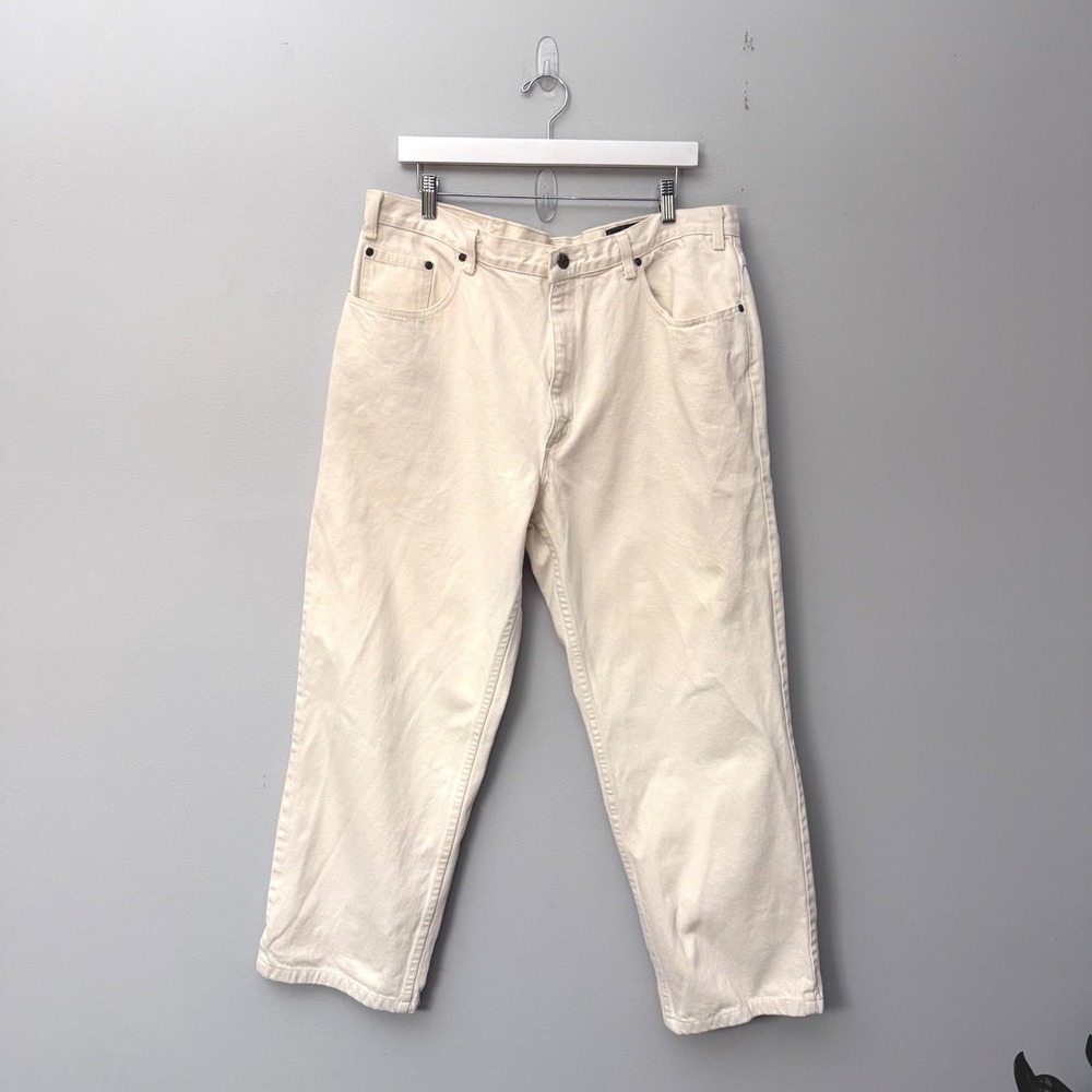 Vintage 1990s Eddie Bauer Men's Off White Denim Jeans 40 Tapered